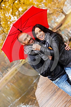 Happy middle-aged couple on autumn day