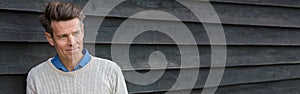 Happy Middle Aged Man Panorama Web Banner