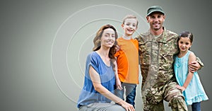 Happy Military Family with green background