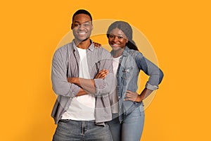 Happy Millennials. Portrait Of Cheerful Young Black Man And Woman Posing Together