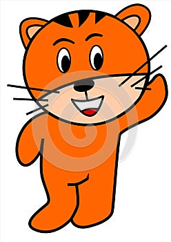 Happy Mini Tiger Illustration Icon
