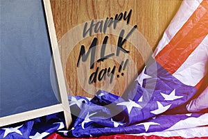 Happy MLK Day Typography on USA Flag Scene