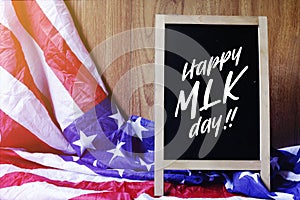 Happy MLK Day Typography on USA Flag Scene