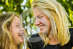 Happy Mom and Daughter Having Fun, happy family