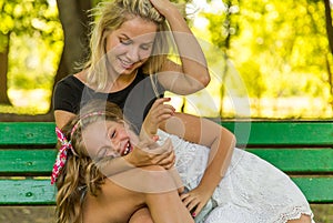 Happy Mom and Daughter Having Fun, happy family