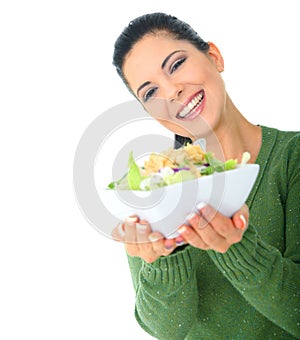 Happy Mom Giving Salad
