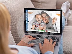 Happy moments, video meeting and communication with family online, modern app for meeting