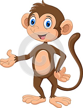 Happy monkey presenting. Funny and adorable