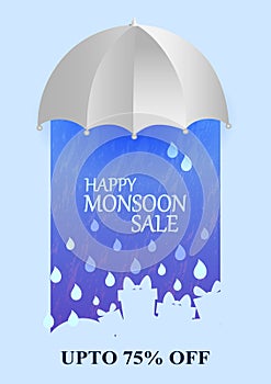 Happy Monsoon Sale Offer promotional and advertisment banner