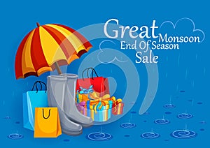 Happy Monsoon Sale Offer promotional and advertisment banner