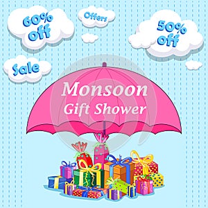 Happy Monsoon Sale Offer promotional and banner