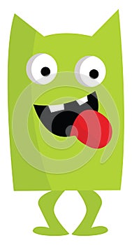 A happy monster green in color looks terrifying vector or color illustration