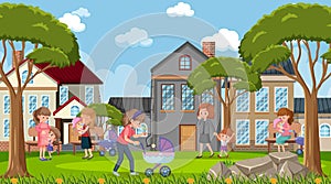 Happy monther and child at the park