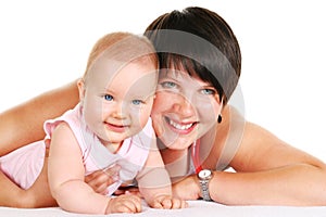 Happy mother with baby portrait