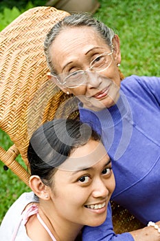 Happy mother and daughter