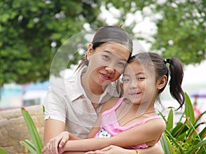 Happy mother and daughter