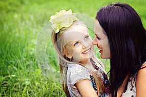 Happy mother and daughter portrait