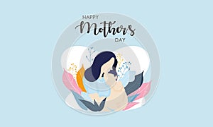 Happy mother day, character mom with children illustration