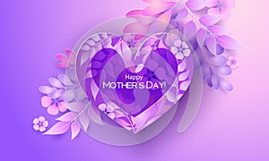 Happy mother day greating card. Purple and red