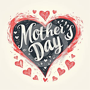 Happy mother day greeting card. Inscription with hearts