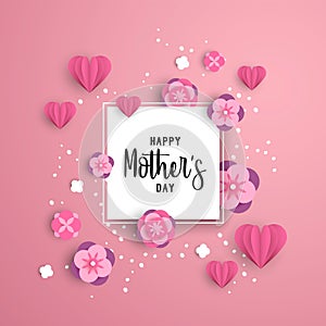 Happy mother day paper art floral card template