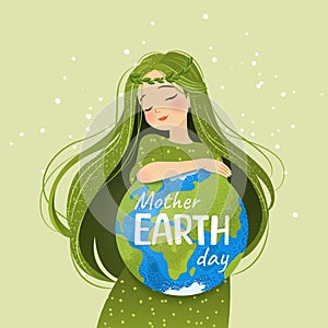 Happy Mother Earth day. Vector illustration in flat style photo