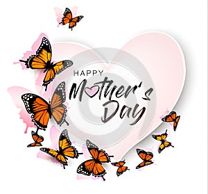 Happy Mother`s Day background with beautiful butterflies