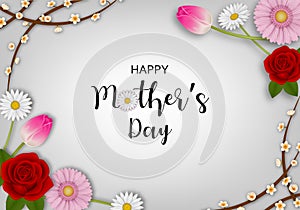 happy mother`s day background with flowers