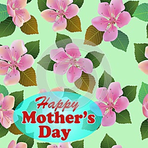 Happy Mother`s Day background with flowers on the tree