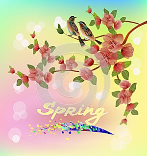 Happy Mother`s Day background with flowers on the tree