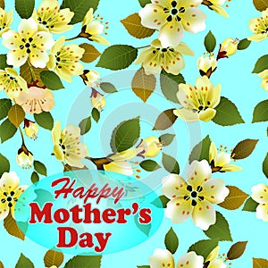 Happy Mother`s Day background with flowers on the tree