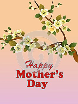 Happy Mother`s Day background with flowers on the tree