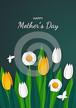 Happy Mother s Day background with flowers. Vector illustration