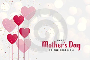 Happy mother`s day background with heart balloons