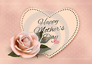 Happy Mother`s Day background with a heart-shaped card