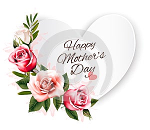 Happy Mother`s Day background with a heart-shaped card and color