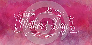Happy Mother`s day background, pink design for mothers, hand drawn white curls and flourish design element border and lettering s