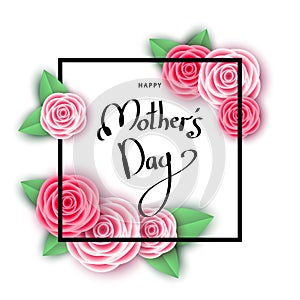 Happy mother`s day background with pink flowers.