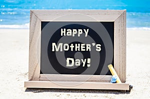 Happy Mother`s day background on the sandy beach