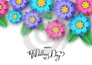 Happy mother`s day banner template with abstract paper cut flow