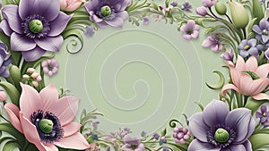 Happy Mother`s Day, birthday or invitation card. Pastel colors. painted flowers. Space for text.