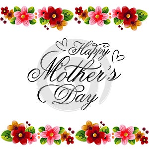 Happy mother`s day border colorful flower decoration frame