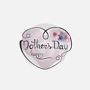 Happy Mother`s Day Calligraphy Background with Heart Shape .Happy Mother`s Day Typographical Design Elements.Flat vector