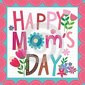 happy mother\'s day card design with text and flowers