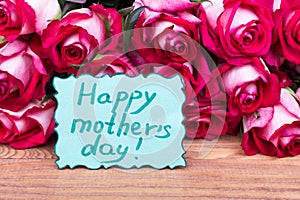 Happy mother`s day card and roses