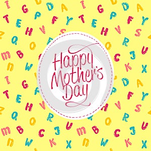 Happy Mother`s day card vector template, cartoon lettering