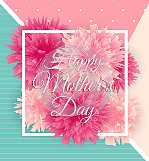 Happy Mother s Day Cute Background with Flowers. Vector