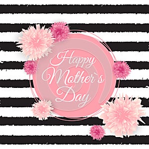 Happy Mother s Day Cute Background with Flowers. Vector