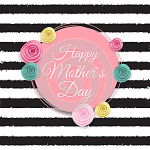 Happy Mother s Day Cute Background with Flowers. Vector