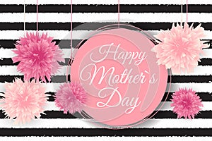 Happy Mother s Day Cute Background with Flowers. Vector